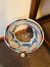 Large art glass bowl