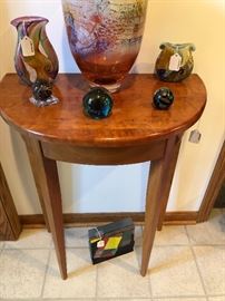 Demilune table signed Lance M