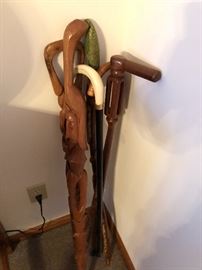 a selection of walking sticks