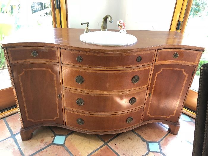 Antique dresser converted to sink