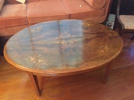 Oval Inlaid Coffee Table