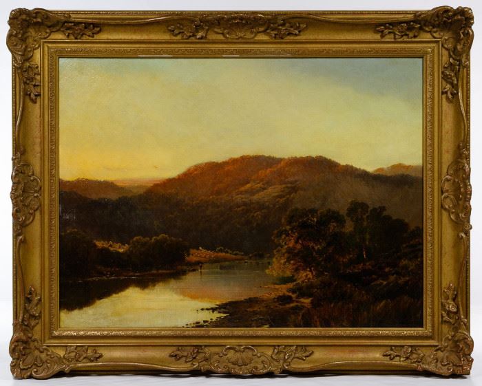 Alfred De Breanski Sr. British 1852 1928 The River Conway at Llanrwst Oil on Canvas