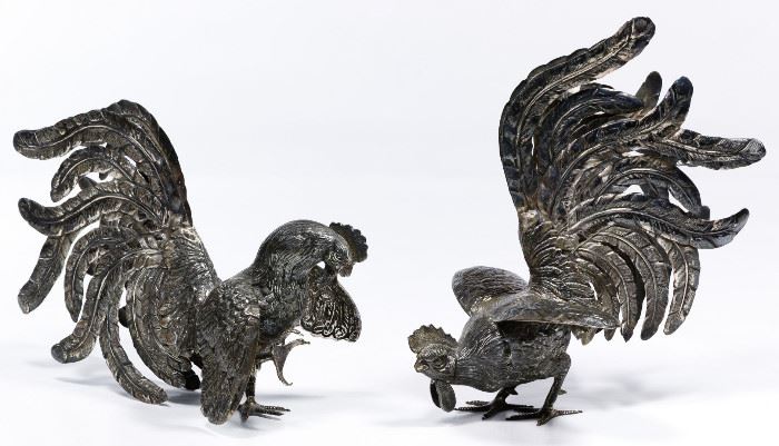 Sterling Silver Rooster Figurines