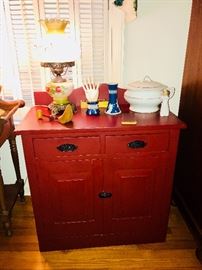 Painted red washstand