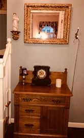 Mantle clock and washstand 