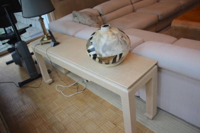 Console Table, Table Lamp, Decorative Pot and Sectional