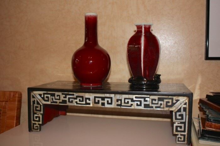 Decorative Urns and Inlaid Table