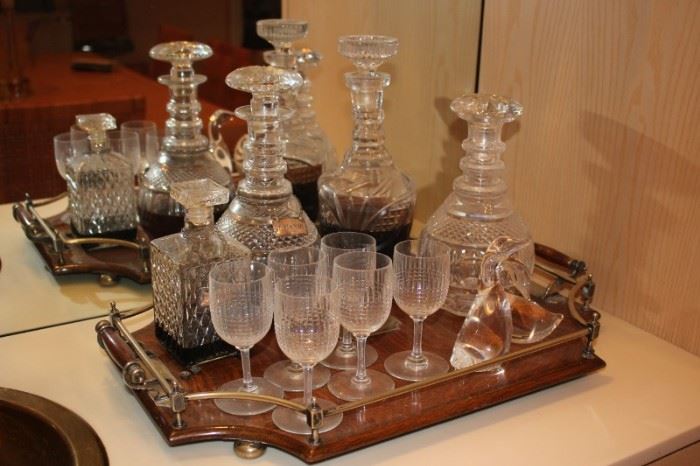 Decanters, Stemware and Tray