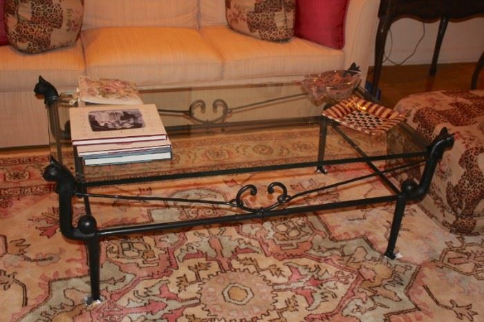 Metal & Glass Coffee Table  with Books and Decorative Items