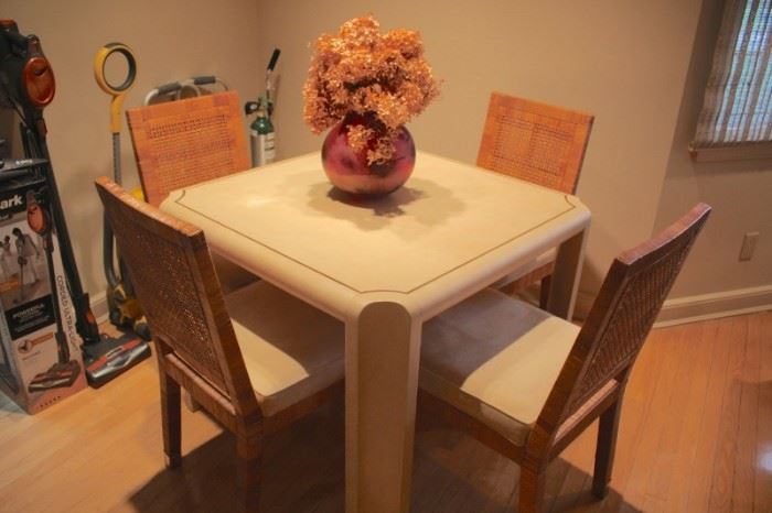 Wood Table with 4 Chairs and Decorative