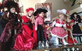 Collectible dolls on stands