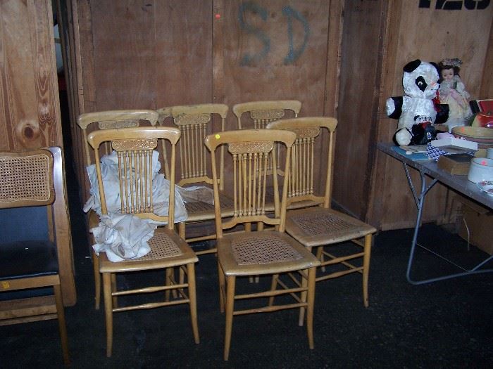 SET OF 6 PAINTED PRESS-BACK CHAIRS