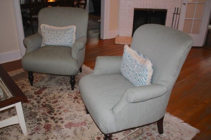 Pair of Upholstered Chairs with Accent Pillows
