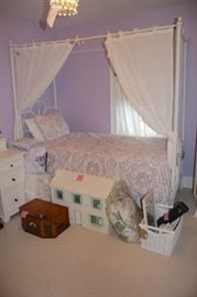 Canopy Bed and Night Stand with Toys including Dollhouse