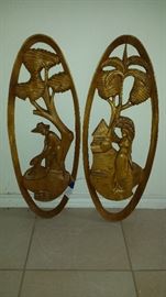 Oval Carved Wooden Wall Decorations