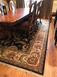 #6 Karastan 8'8"x12 Machine Made Black/cream floral Rug $100.00
