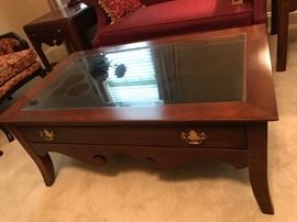 #12 Lineage Display case Coffee Table (glass top w/pull out drawer) 28x45x19 $175.00
