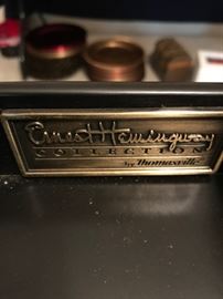 #19 Black Painted w/gold accents table - Ernest Hemmingway - Thomasville 28x30 One drawer and 2 teacup pullout trays $150.00
