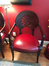 #28 (2) Wood Design Back red vinyl seat chair $75 each
