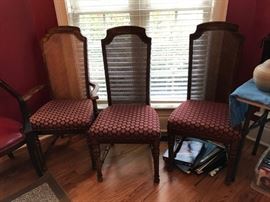 #18 Wicker Back red fabric arm side chair (3) $75 each
