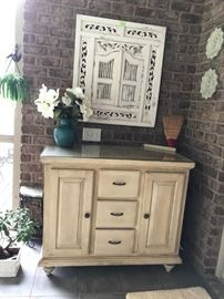 #37 Distressed Custom Made Cabinet w/3 drawers & 2 doors Cypress Wood 44x24x37 - super heavy $300.00

