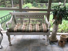 #40 White Distressed Wood Bench 48" wide $120.00
