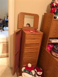 #48 Oak Jewelry Armoire 18x13x42 $75.00

