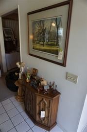 One of four Robert Addison signed prints.  Look at that Mid Century foyer cabinet