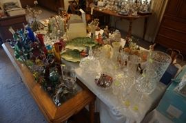 Tons of beautiful glass and crystal and Fitz & Floyd
