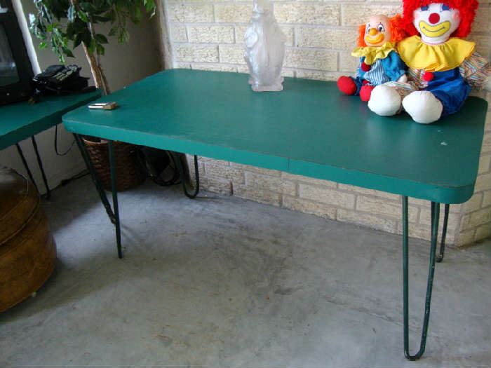 We have four of these Turquoise tables with hairpin legs.  very cute