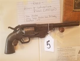 Rare Civil War Allen & Wheelock Pistol(1857 pat)
-Only 700 made
-Onlly 500 made for military
-marked "US"