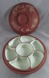Chinese Yixing Pottery Condiment Box with Calligraphy