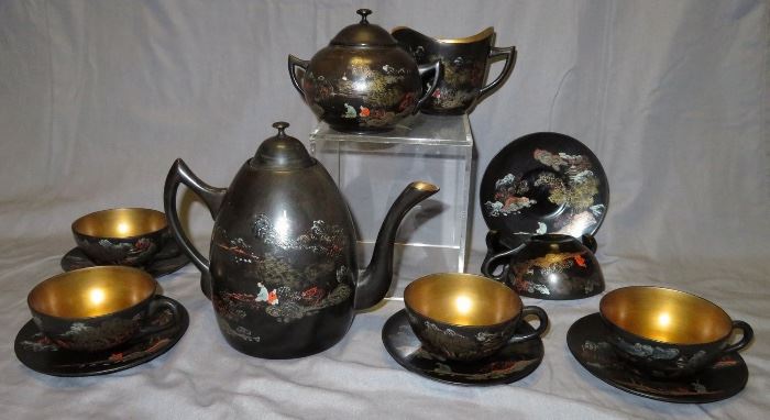 Complete Chinese Foochow Fujian Lacquer Tea Set