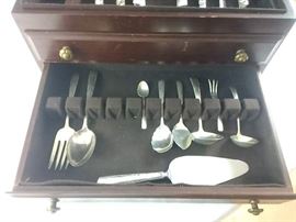 68 Piece Gorhan "Camellia" Sterling Silver Set w/ "Gumps" Wooden Box.