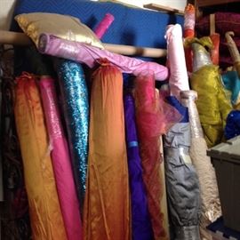 Many rolls of fabric
