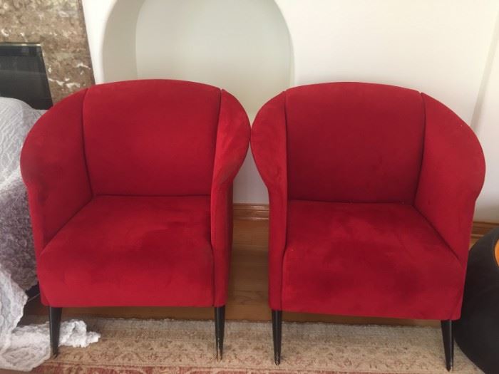 Mid Century Red Club Chairs by ARTESI