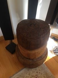 Moroccan leather poufs