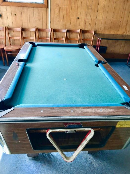Coin Operated Pool Table Complete with Balls & Sticks