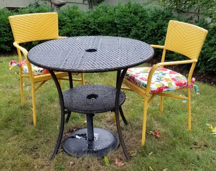 Outdoor Wicker Cafe Table and Chairs
