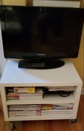 Television and White Enamel Cart