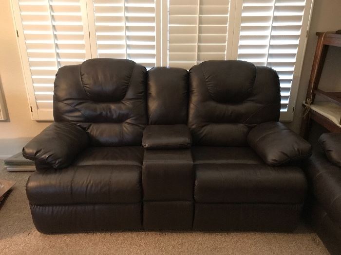 Loveseat with Dual Recliners and storage