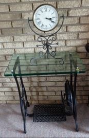 Antique Sewing Machine Base made into a glass top table. Very Well done...