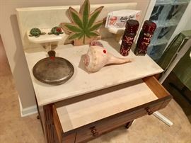 ANTIQUE MARBLE TOP COMMODE