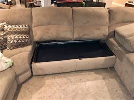 LANE FURNITURE SECTIONAL SOFA BED W/2 RECLINERS