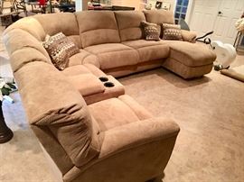 LANE FURNITURE SECTIONAL SOFA BED W/2 RECLINERS