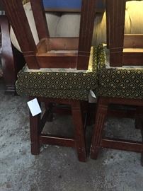 set of Irish pub stools with upholstered seats