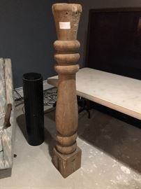 large antique carved wood newel post