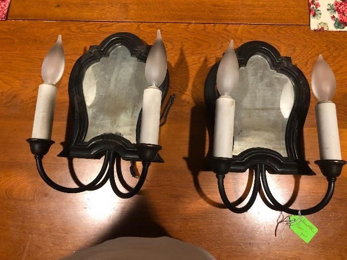 pair of electrified wall sconces