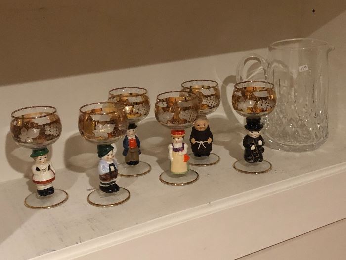 set of figural wine goblets