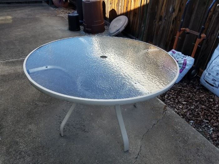 Round Glass Top Outdoor Table